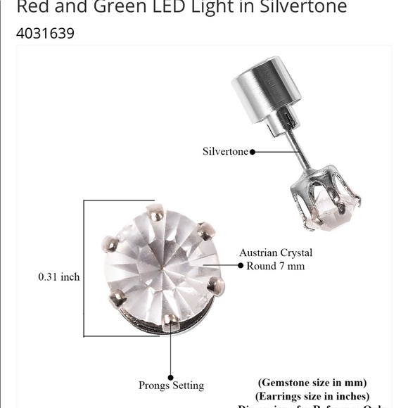 LED Swarovski stud light earrings - Picture 3 of 10